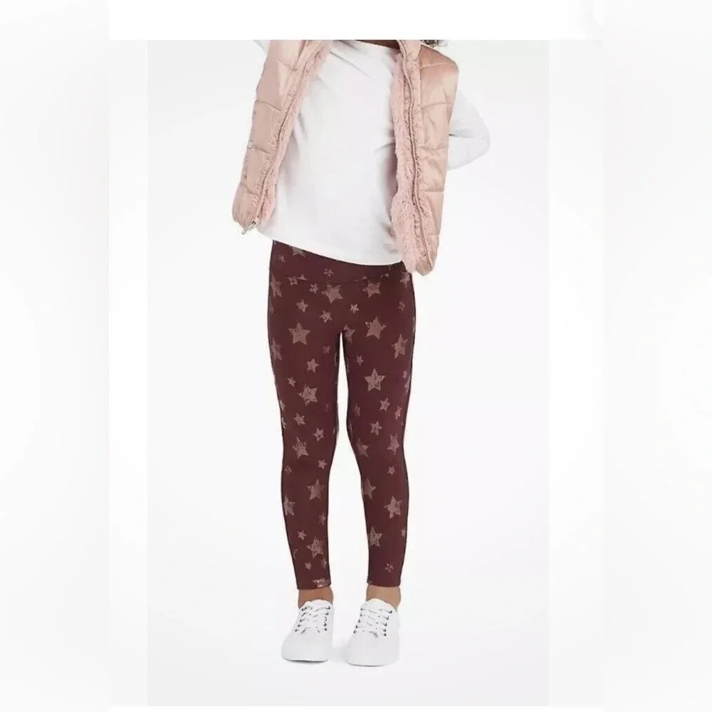 Spanx Leggings Girls XL Burgundy Stretch Star